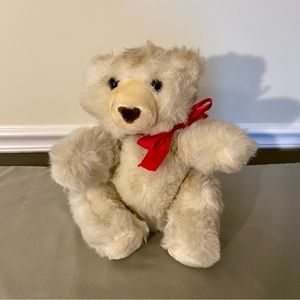 Vintage 1983 DAEKOR 11” Hugging Pot Belly Teddy Bear Plush Stuffed Animal Hudson